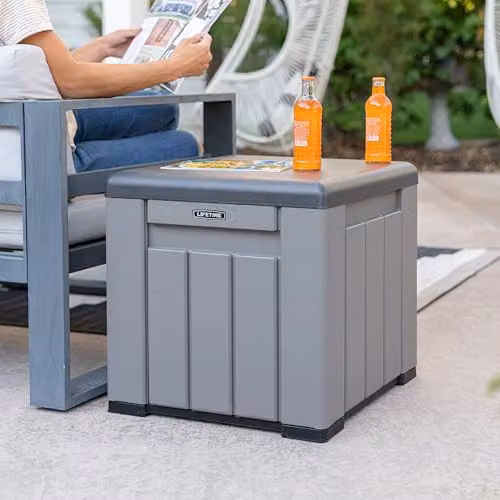 LIFETIME Grey Plastic Outdoor Storage Box with Removable Lid, W/D/H: 51 x 51 x 51 cm – 6