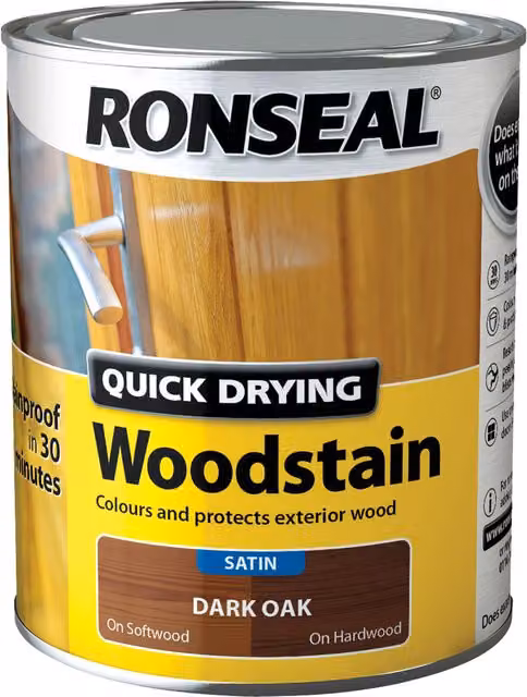 Ronseal Weatherproof Wood Stain in Satin Oak Brown, 0.75 l