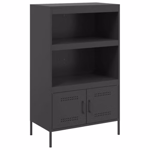vidaXL Industrial Black Steel Highboard with Hinged Doors, W/D/H: 68 x 39 x 113 cm