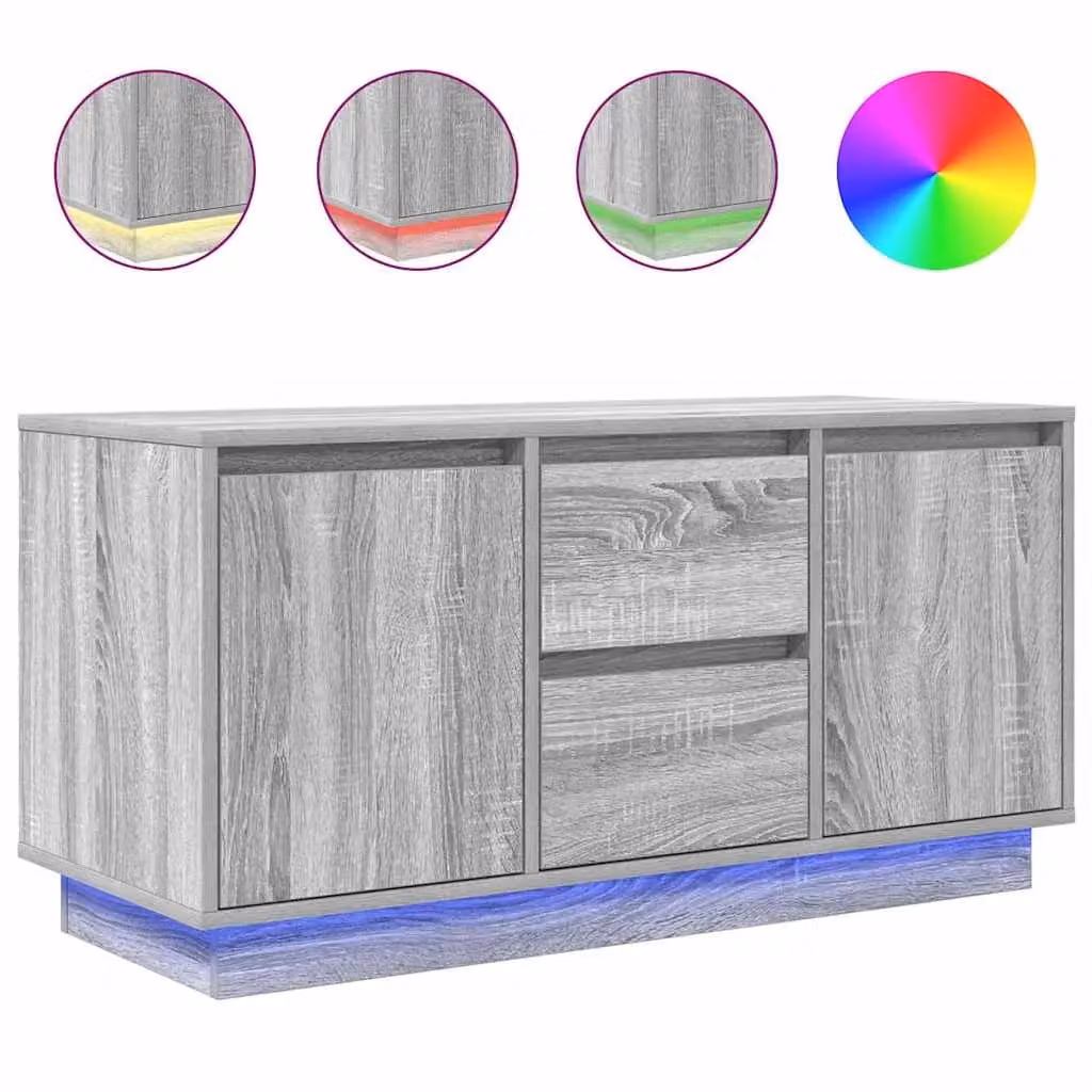 Berkfield Home Modern TV Cabinet with Integrated LED Lights in Grey Sonoma, W/D/H: 100 x 41 x 50 cm – 2