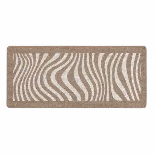 My Mat Sculptured Patterned Waves Mink Runner in Brown and Beige, W: 67 cm, L: 150 cm