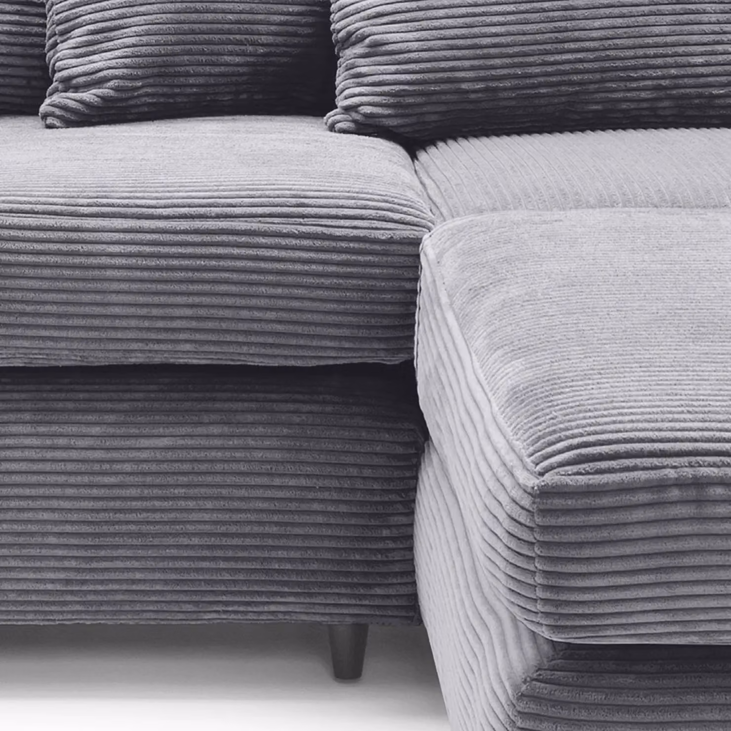 Abakus Direct Large L-Shaped Corner Sofa in Grey Jumbo Cord, Right Facing, W272 x D164 x H90 cm – 3