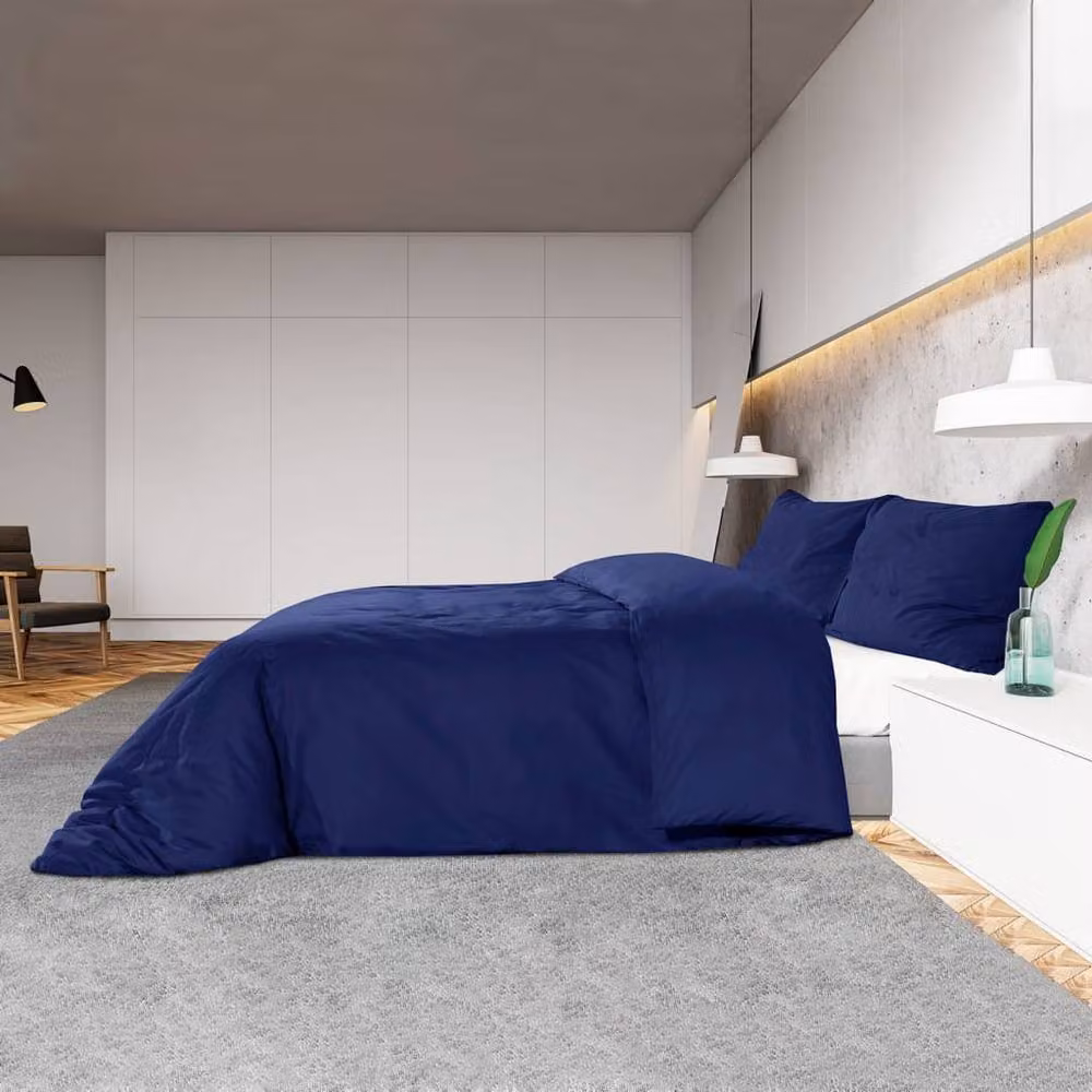 Berkfield Home Elegant Cotton Duvet Cover and Pillowcase Set, Blue, W/D/H: 140 x 200 cm and 60 x 70 cm – 3