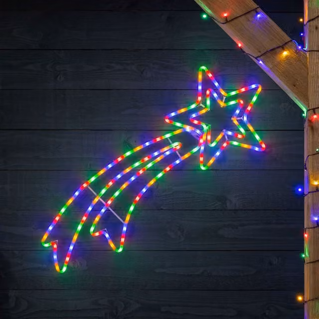Christow Shooting Star Christmas LED Hanging Decoration, Multicolour and White, Length: 107 cm