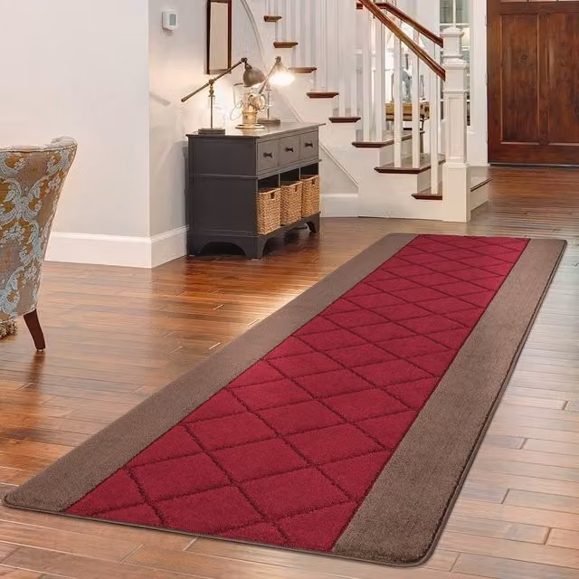 Smart Living Carmela Heavy Duty Non Slip Machine Washable Hallway and Kitchen Door Mat, Red, W/D/H: 60 x 40 x 1 cm
