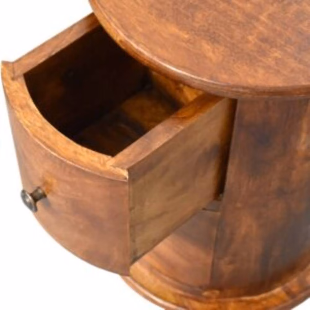 Wyld Haus Olbia Mini Drum Chest 2 Drawer Mango Wood in Brown W/D/H: 40 x 32 x 32 cm – 4