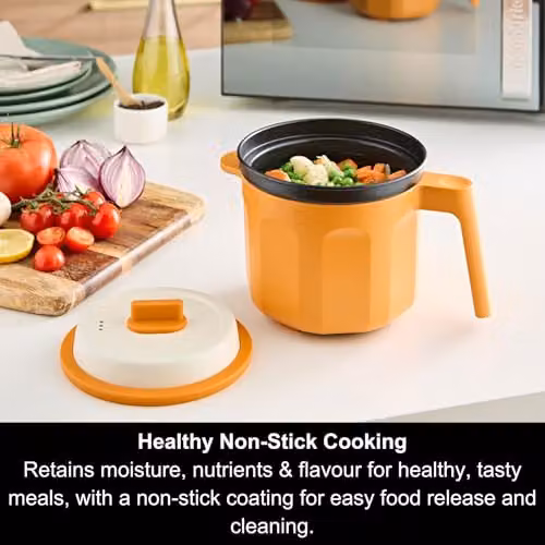 Morphy Richards Mico Microwave Saucepan with Lid, Orange, 1.2l – 3