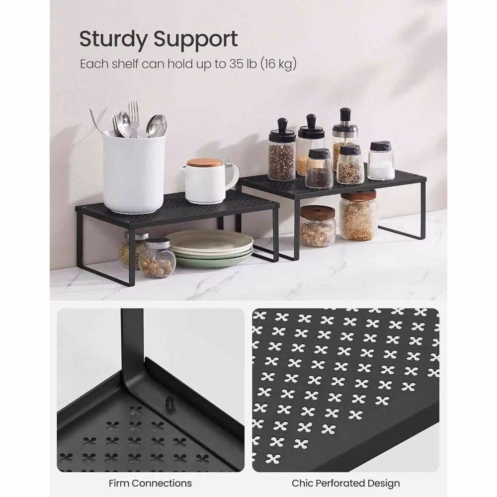 The Bazaarist Set of 2 Expandable Metal Spice Racks in Jet Black – 4