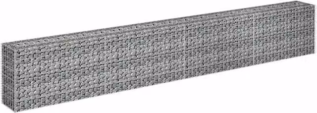 Berkfield Home Durable Galvanised Steel Stone Gabion Raised Bed in Silver, W/D/H: 360 x 30 x 60 cm