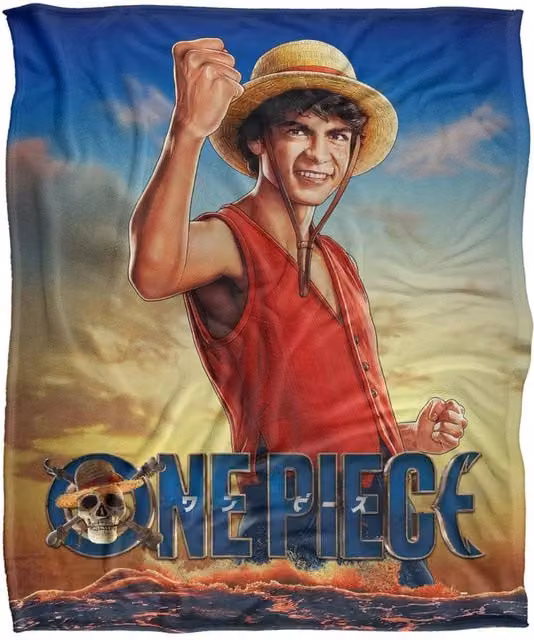Netflix One Piece Luffy Fist Pump Silky Touch Soft Fleece Throw Blanket, Multicolour, W/D/H: 152 x 127 cm – 1