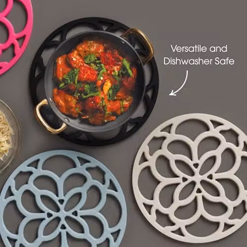 Zeal Silicone Heritage Round Trivet Mat in Pink, Diameter: 18 cm – 3