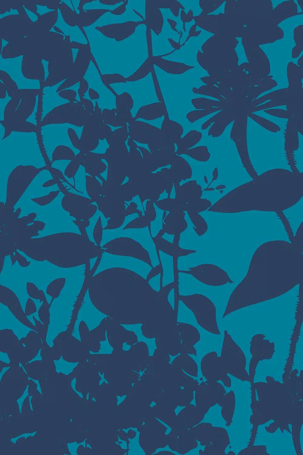 Hoopla Walls Summer Silhouette Matt Wallpaper in Petrol Blue – 2