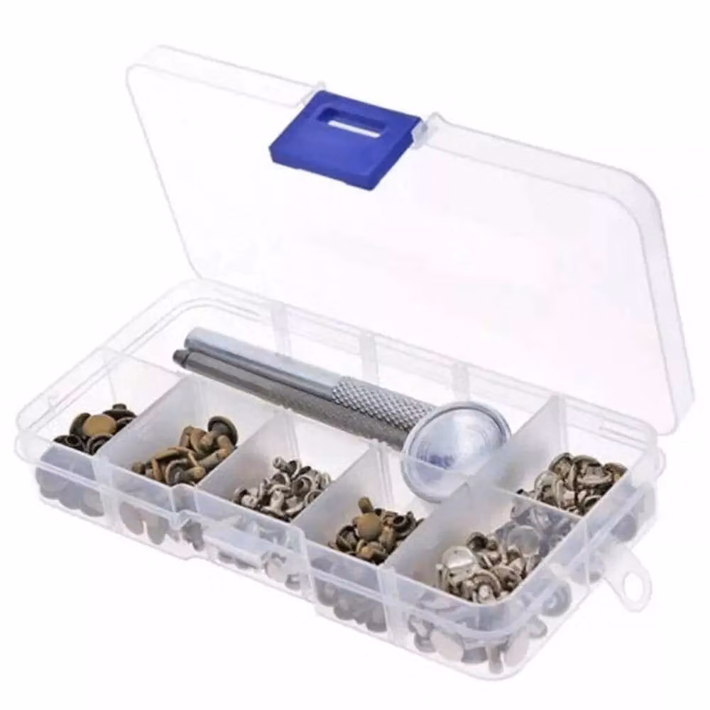 NESTLUNE 120-Piece Double Cap Metal Rivet Stud Fixing Tool Set in Silver – 3