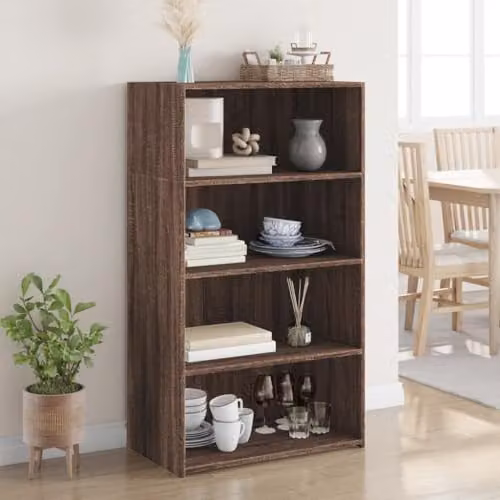 vidaXL Modern Highboard in Brown Oak with Internal Shelves and Doors, W/D/H: 70 x 41 x 124 cm – 2