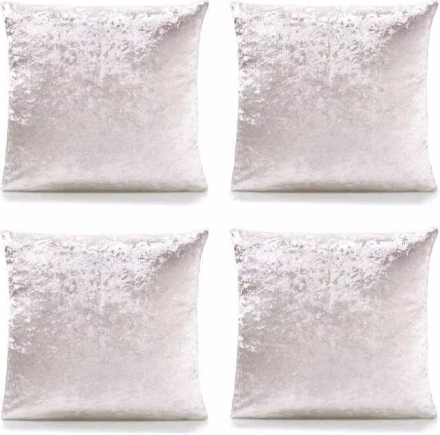 Luxor Living Set of 4 Square Crushed Velvet Cushions with Polyester Fibre Filling in Beige, 45 x 45 cm
