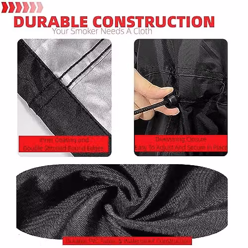LATKRUU Waterproof Round Kettle BBQ Cover for Gas and Charcoal Grills, Black, W: 71 cm, D: 68 cm – 4