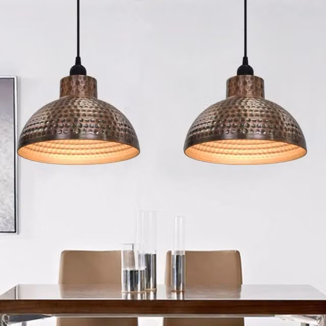 Berkfield Home Set of 2 Semi-spherical Copper Metal Ceiling Lamps
