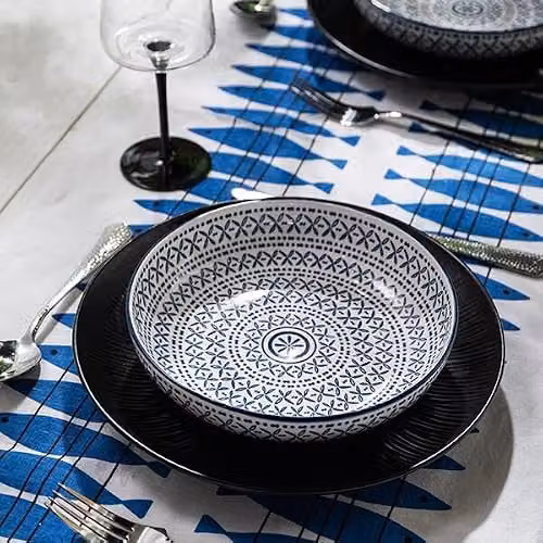 Mikasa Blue Mediterranean Glazed Stoneware Pasta Bowl, 21 cm – 4