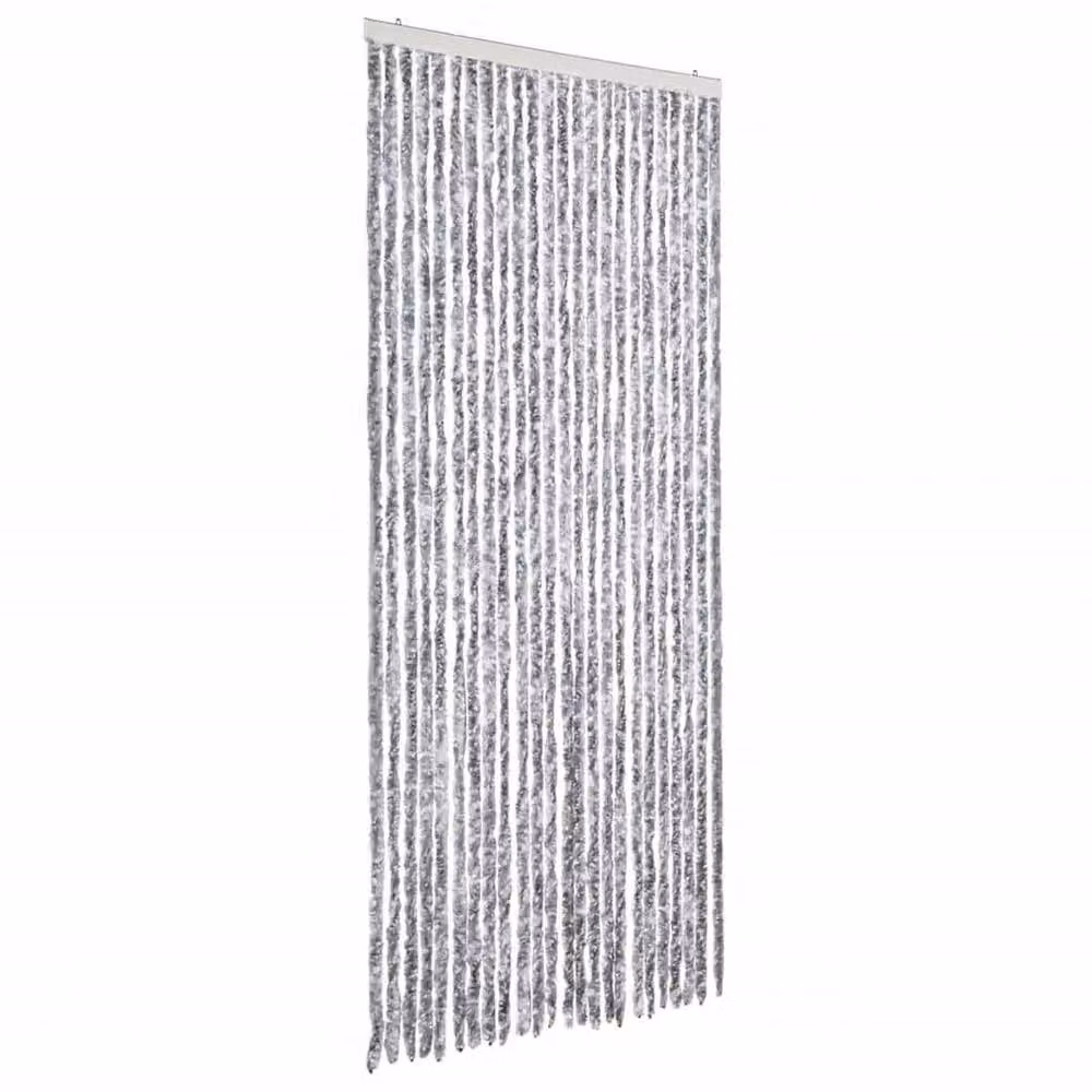 FLAVORA White and Grey Chenille Insect Curtain W: 100 cm, H: 220 cm – 2