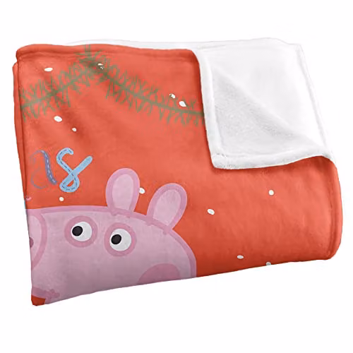 Hasbro Peppa Pig Christmas Fun Super Soft Fleece Blanket, White, W/D/H: 152 x 127 cm – 2