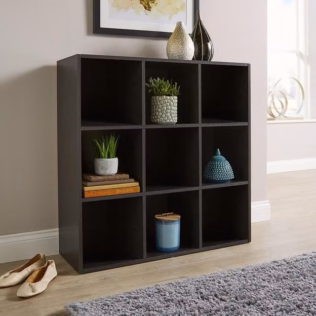 Home Source 9 Cube Freestanding Storage Shelf Unit in Black