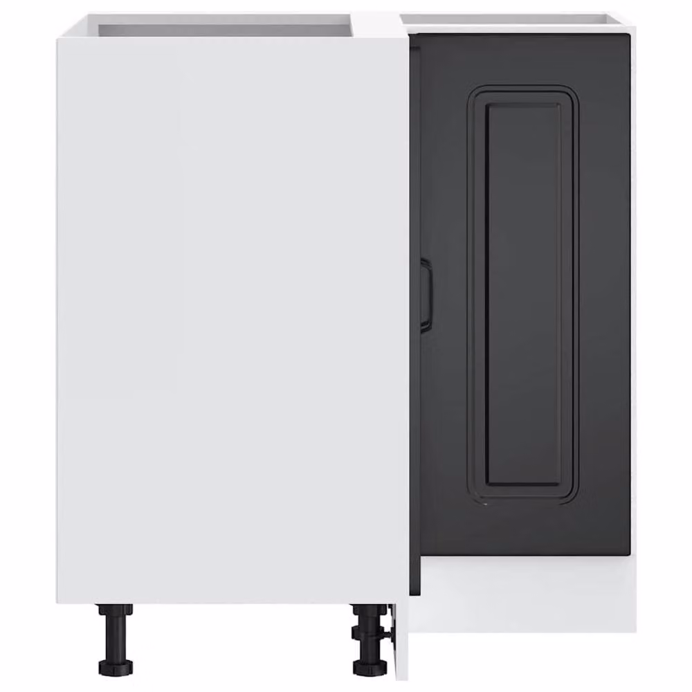 Berkfield Home Kalmar Black Matt Corner Kitchen Base Cabinet in Engineered Wood – 3
