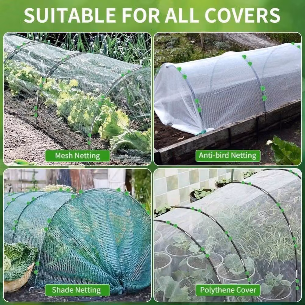 FLAVORA 143-Piece Black Garden Greenhouse Tunnel Hoops Growing Aid – 5