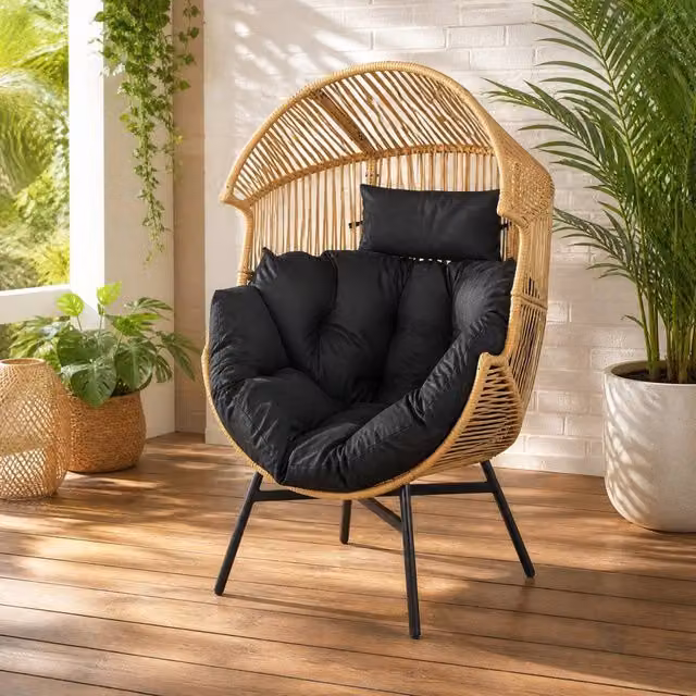 STILVORA Modern Egg Chair with Padded Seat Cushion in Brown and Black