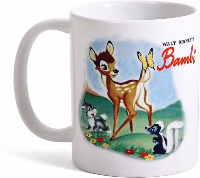 Bambi White Floral Ceramic Vintage Mug