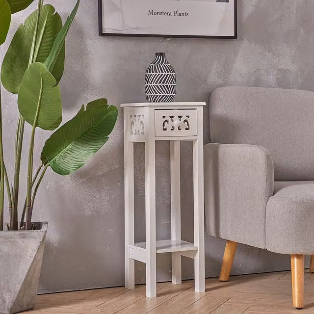 Livingandhome Slim Entry Console Table with Drawers in White