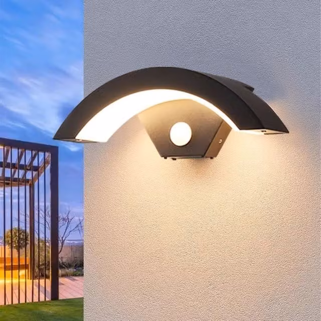 COMELY 24W LED Outdoor Wall Light with Motion Sensor, IP65 Waterproof, Warm White 3000K, Black