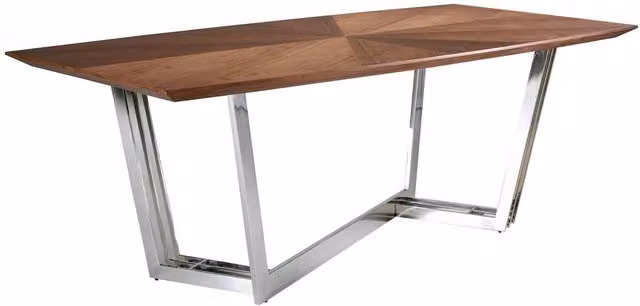 Angel Cerda Oval Walnut Dining Table in Brown with Chrome Legs W/D/H: 220 x 110 x 77 cm