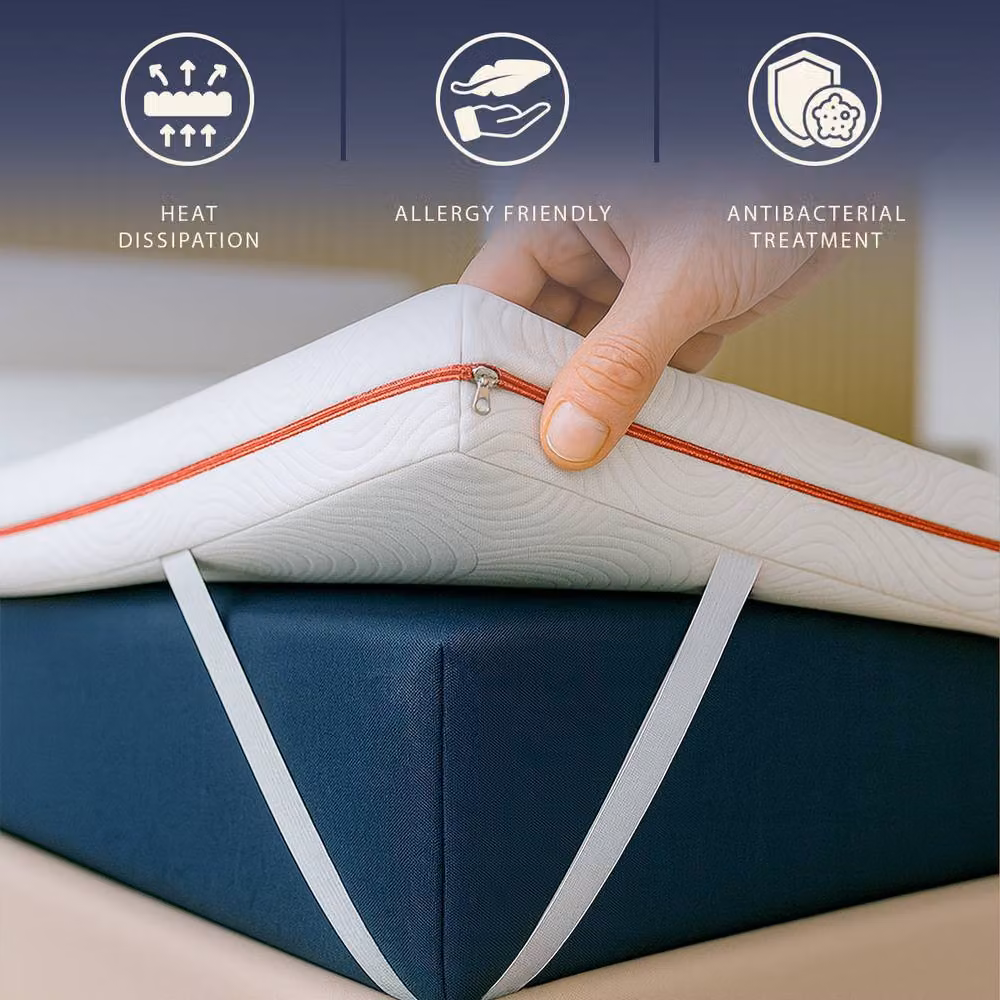The White Stone Hypoallergenic Memory Foam Mattress Topper, 5cm, White, EU King – 2