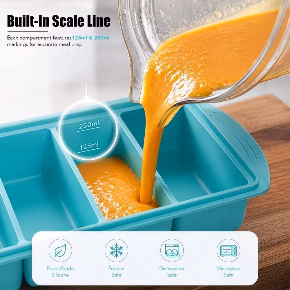 FLAVORA 2-Piece Silicone Freezer Tray Set with Lid in Blue and Turquoise – 2
