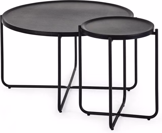 Cheshire Cordoba Round Coffee and Lamp Table Set in Black
