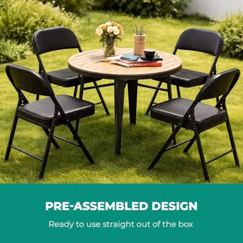 Royalford Heavy Duty Folding Padded Chair with Metal Frame in Black – 3