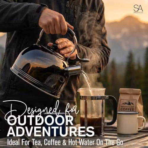 Tanness 3L Stainless Steel Camping Whistling Kettle, Black – 3