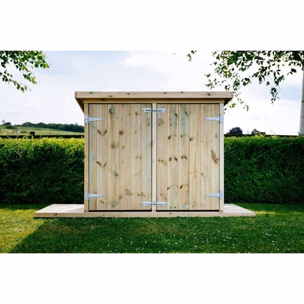 The Garden Village Mitton Garden Store Medium in Brown Timber, W: 160.6 cm, D: 96 cm, H: 123 cm – 2