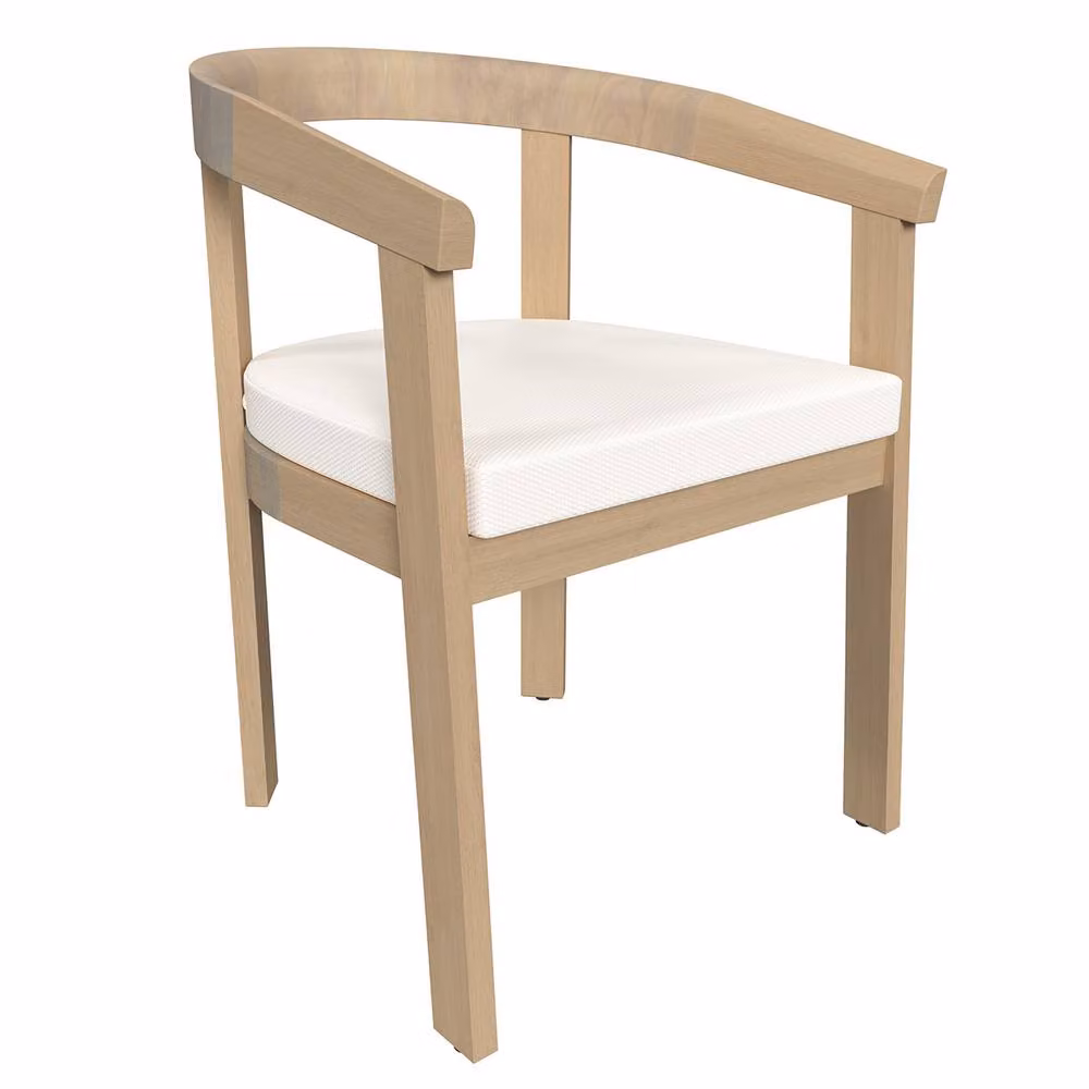 Charles Bentley Set of 2 FSC Acacia Wood Dining Chairs in Natural with Beige Cushions – 3