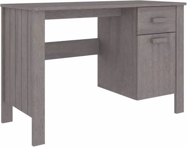 Berkfield Home HAMAR Writing Desk in Light Grey Solid Pine, W/D/H: 113 x 50 x 75 cm