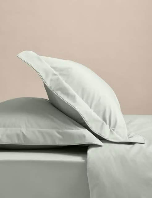 M&S 2 Pack Egyptian Cotton 230 Thread Count Percale Oxford Pillowcases in Green