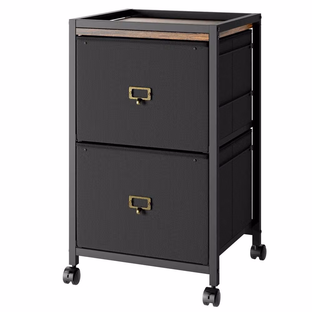 VOGREX 2 Drawer Vertical Metal File Cabinet in Matt Black – 3