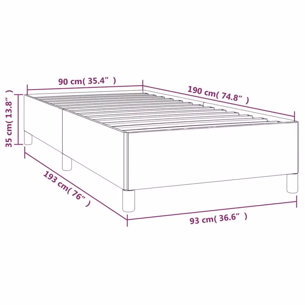 Berkfield Home Durable Single Fabric Bed Frame in Grey, W/D/H: 90 x 190 cm – 3