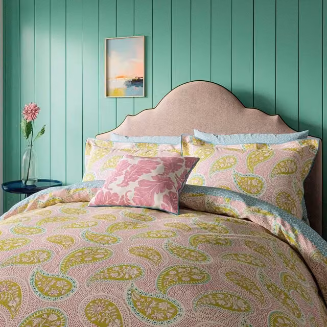 Land & Shore Melody Kingsize Reversible Cotton Duvet Cover and Pillowcase Set, Multicolour, W: 180 cm, H: 200 cm