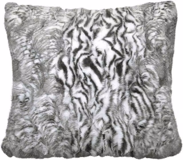 Velosso Siberia Grey Faux Fur Square Cushion, W x D: 43 x 43 cm