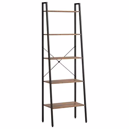 vidaXL 5-Tier Industrial Standing Shelf in Brown and Black, W/D/H: 56 x 35 x 174 cm