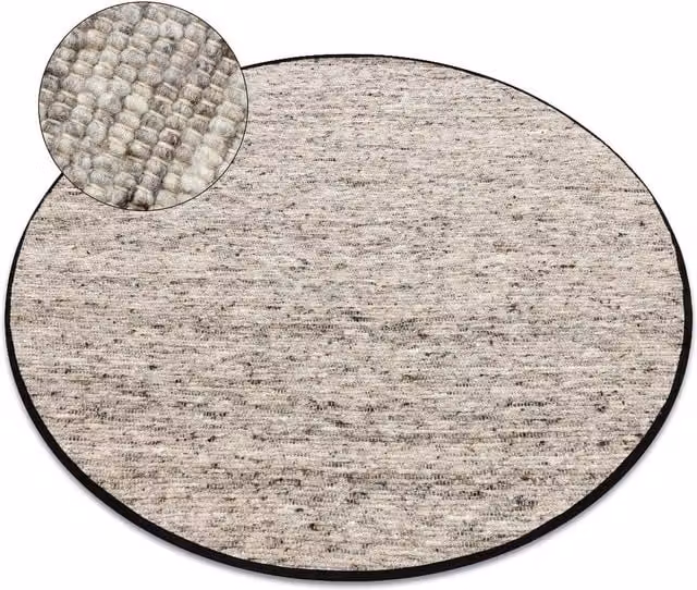 RugsX Nepal Round Woven Wool Rug in Grey, Diameter: 100 cm