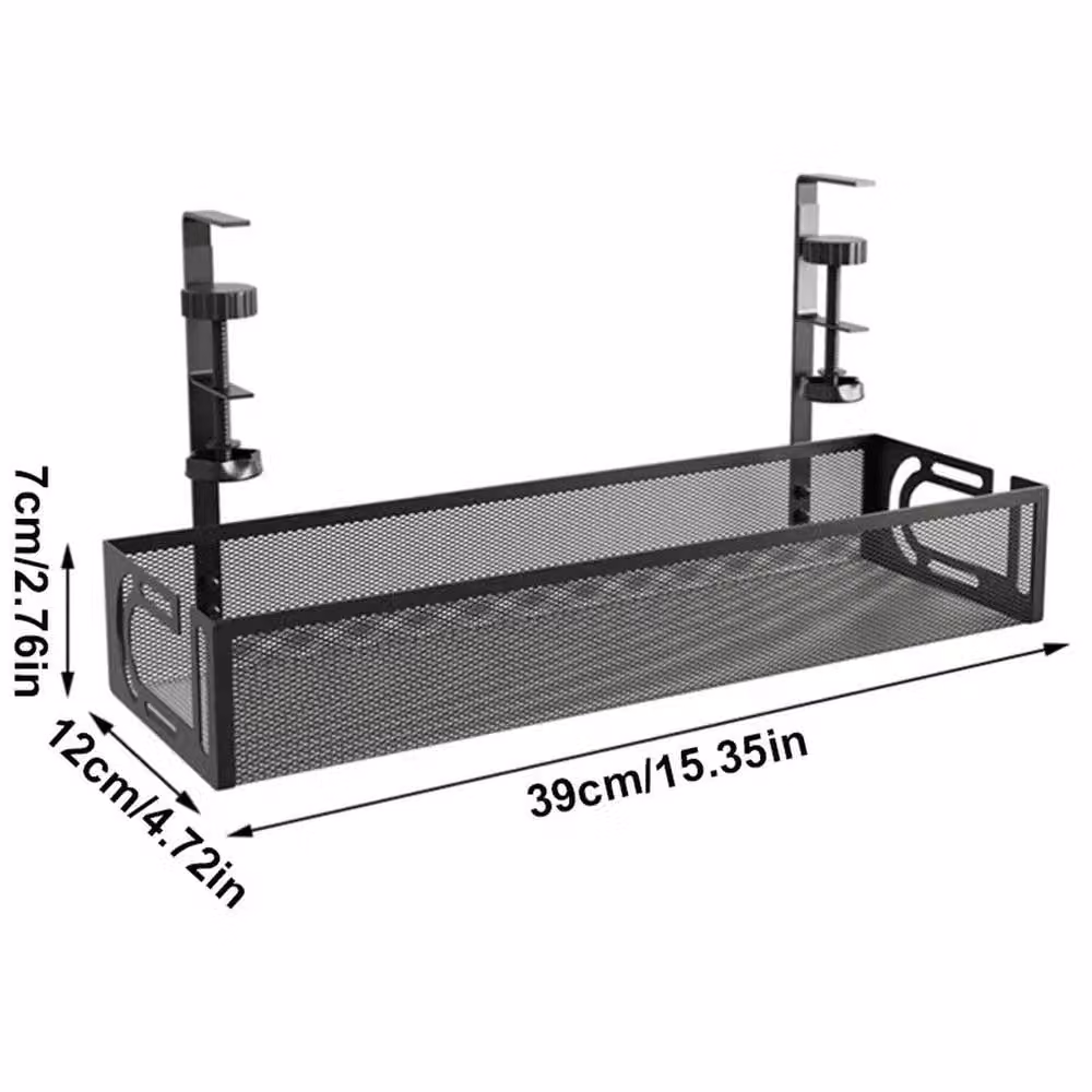 EONLION Under Desk Cable Tidy Wire Cord Storage Rack Organizer, Black, Width: 50 cm – 2