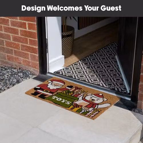 JVL Christmas Santa Coir Entrance Doormat, Multicolour, W/D: 40 x 58 cm – 2
