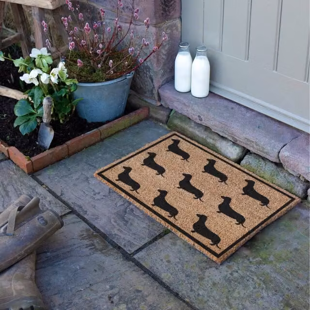 Artsy Mats Brown Dachshund Non-Slip Coir and Rubber Doormat